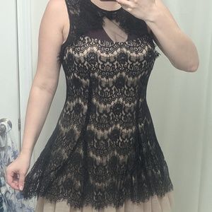 Betsy & Adam Black Lace Mini Dress